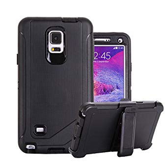 Galaxy Note 4 Holster Case, Harsel® Defender Series Heavy Duty Shockproof Impact Dustproof Full Body Military Protective with Belt Clip Built-in Screen Protector Case for Galaxy Note 4 - Black
