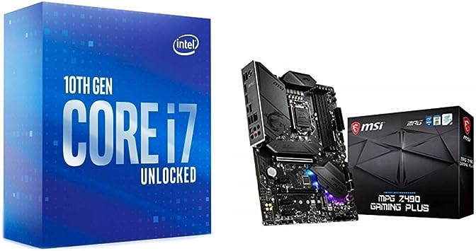 Intel Core i7-10700K 3.80GHz LGA1200 125 Watt Base Clock & MSI MPG Z490 GAMING PLUS Motherboard ATX, 10th Gen Intel Core