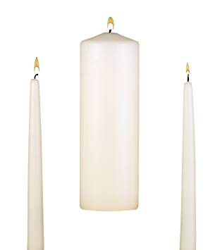 Hortense B 95095 Hewitt Wedding Accessories, Unity Candle Set, Ivory, 9-Inch Pillar and 2 10-Inch Tapers