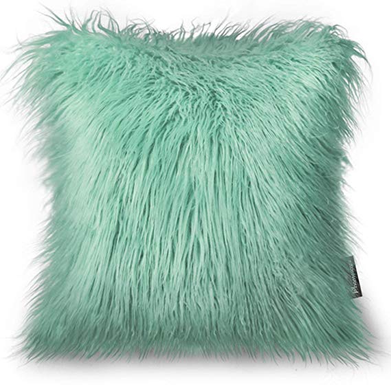 PHANTOSCOPE Decorative Green New Luxury Series Merino Style Fur Throw Pillow Case Cushion Cover 20" x 20"