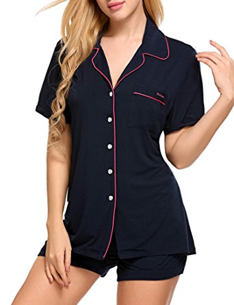 Ekouaer Pajamas Women's Short Sleeve Sleepwear Soft PJ Set XS-XXL