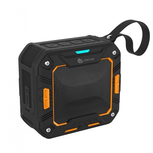 iClever Portable Wireless IP65 Waterproof Bluetooth Speaker for OutdoorsShower OrangeampBlack