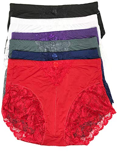 Women's 6 Pack High Waist Cool Feel Brief Underwear Panties S-5xl