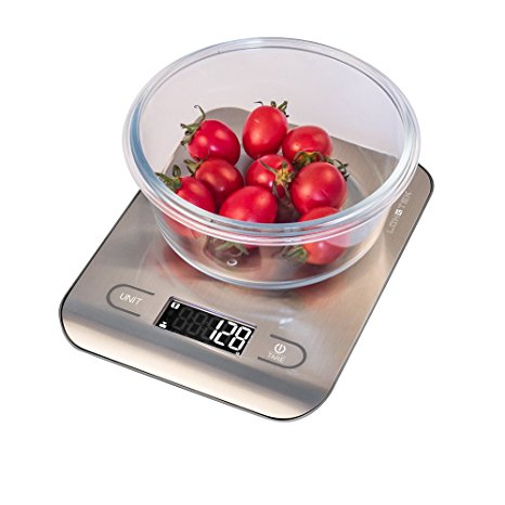 Longtek Digital Kitchen Scale, Food Scale, Sleek food grade stainless steel platform and smudge proof design11 lbs/5kg.