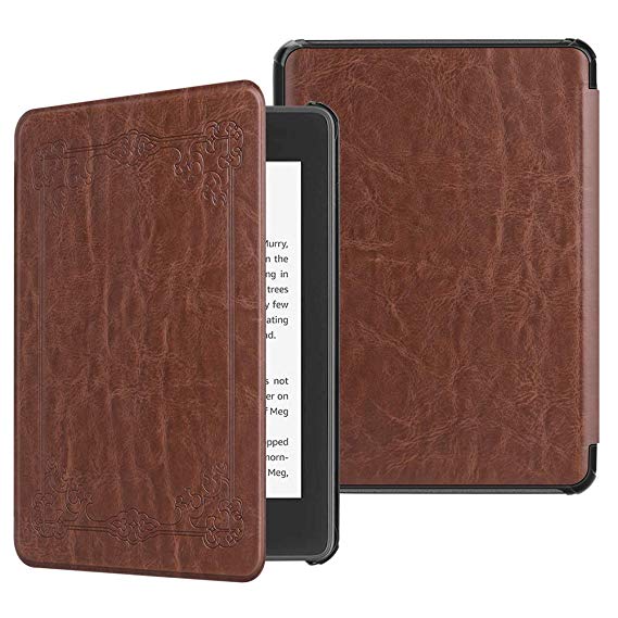 Fintie Slimshell Case for All-New Kindle Paperwhite (10th Generation, 2018 Release) - Premium Lightweight PU Leather Cover with Auto Sleep/Wake for Amazon Kindle Paperwhite E-Reader, Vin-Brown