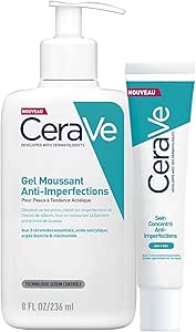 CeraVe - Routine Anti-Imperfections - Gel Moussant Anti-Imperfections 236 ml   Soin Concentré Anti-Imperfections 40 ml - Purifie la Peau - Aux 3 Céramides Essentiels - Peau à Tendance Acnéqiue