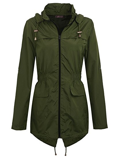 Chaos Theory Women's Plain Mac Jacket Fishtail Hooded Showerproof Parka Raincoat