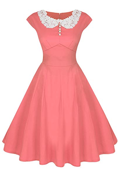 ACEVOG Women's Classy Vintage Audrey Hepburn Style 1940's Rockabilly Evening Dress