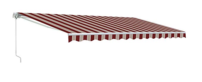 ALEKO AWM16X10MSRED19 Retractable Motorized Patio Awning 16 x 10 Feet Multi-Stripe Red