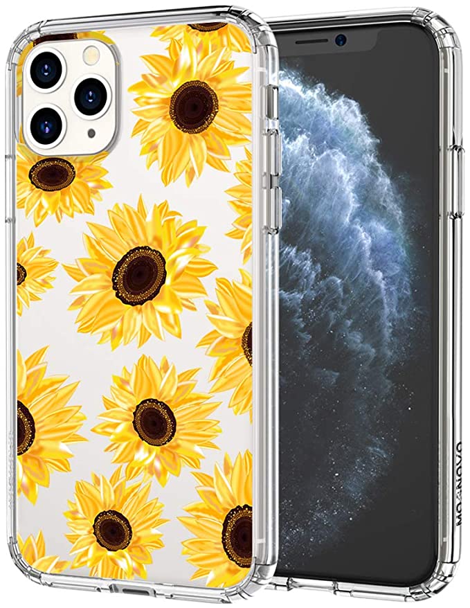 MOSNOVO iPhone 11 Pro Case, Sunflower Floral Flower Pattern Clear Design Transparent Plastic Hard Back Case with TPU Bumper Protective Case Cover for Apple iPhone 11 Pro (2019)