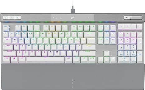 Corsair K70 PRO RGB Optical-Mechanical Gaming Keyboard - OPX Linear Switches, PBT Double-Shot Keycaps, 8,000Hz Hyper-Polling, Magnetic Soft-Touch Palm Rest - NA Layout, QWERTY - White (Renewed)