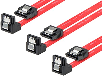 Rosewill 3-Pack SATA Cable 90 Degree Right Angle SATA III 6.0 Gbps, SATA Cable 12 Inches, SATA 3 Cable - 12 Inches, Red, 3-Pack