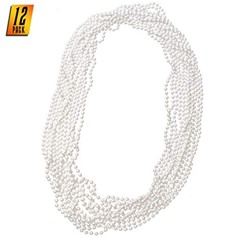 Skeleteen Faux White Pearl Necklaces - Pearl Beaded Necklace Party Favors - 12Pk