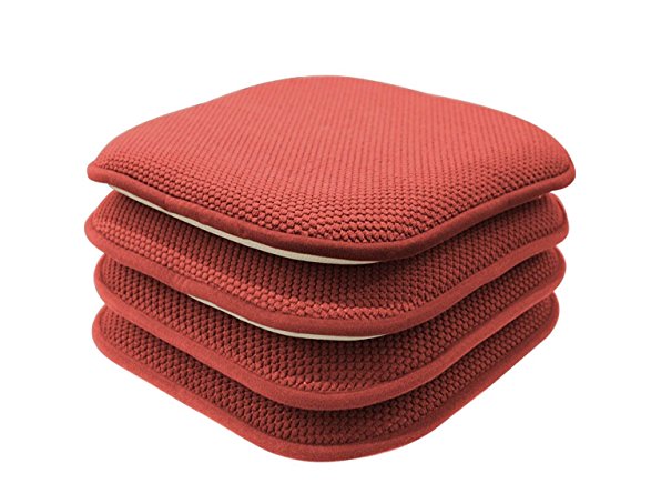 4 Pack: GoodGram Non Slip Honeycomb Premium Comfort Memory Foam Chair Pads/Cushions - Assorted Colors (Coral)