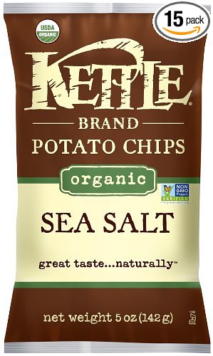 Kettle Brand Organic Potato Chips, Sea Salt, 5-Ounce Bags (Pack of 15)