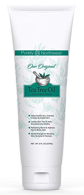 Purely Northwest Tea Tree Foot & Body Cream 8oz.- Moisturizes and Hydrates Severely Dry, Cracked, Calloused Skin-Formulated for Sensitive Skin-Psoriasis, Eczema and Dermatitis