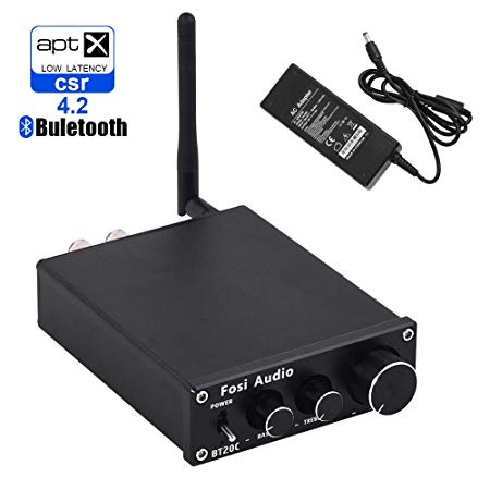 BT20C Bluetooth 4.2 Stereo Audio Amplifier 2 Channel Home Receiver Mini Hi-Fi Class D Integrated Amp 2.0CH Digital Power Amplifier for Passive Speakers with Bass and Treble Control 50W X 2