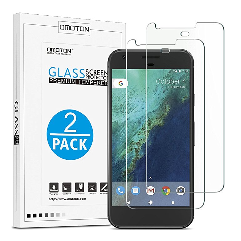 [Upgraded Version] Google Pixel Screen Protector, OMOTON [2 Pack] Tempered Glass Screen Protector [9H Hardness] [Scratch Proof] [Anti-Bubble] [High Definition] for Google Pixel [5.0 Inch] (2016 Released)