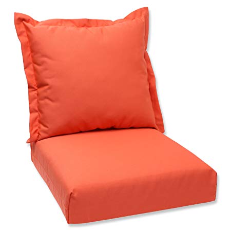 Pillow Perfect Sunbrella Canvas Indoor/Outdoor Deep Seating Cushion Set Melon