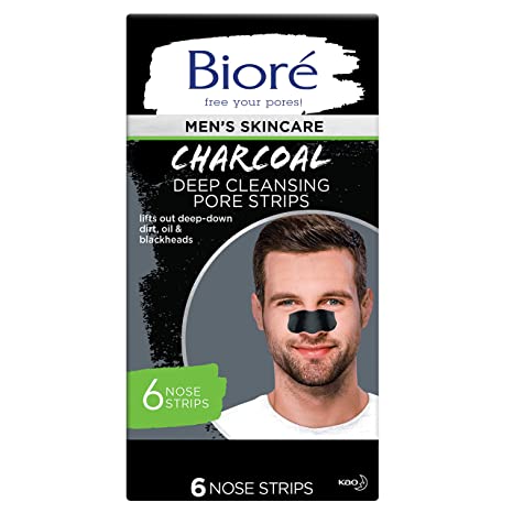 Bioré Men’s Charcoal Deep Cleansing Pore Strips lift out deep-down dirt, oil & blackheads 6 ct
