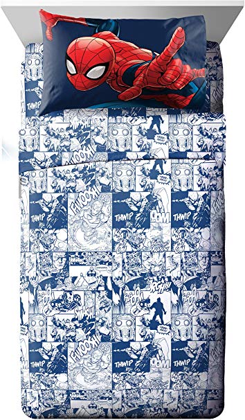 Jay Franco Marvel Universe Battlefront White/Blue 3 Piece Twin Sheet Set