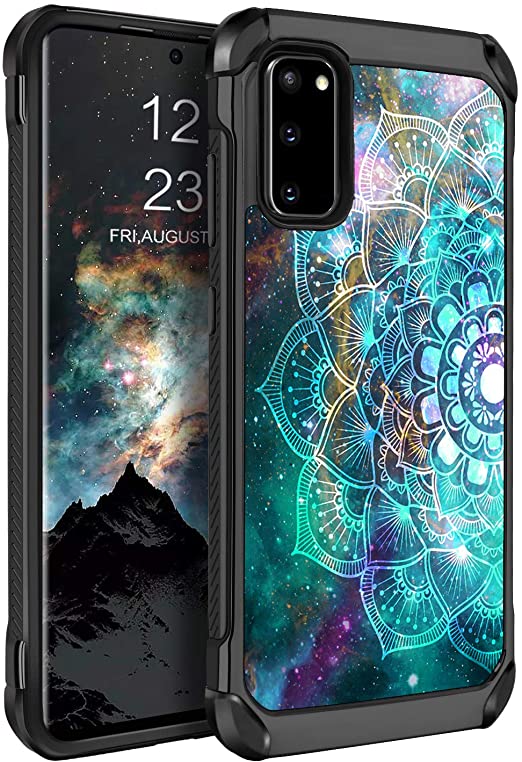 BENTOBEN Samsung Galaxy S20 5G Case 6.2", Slim Shockproof 2 in 1 Hybrid Hard PC Soft Bumper Back Panel Glow in The Dark Dual Layer Protective Phone Cases Cover for Galaxy S20 2020 Release, Mandala