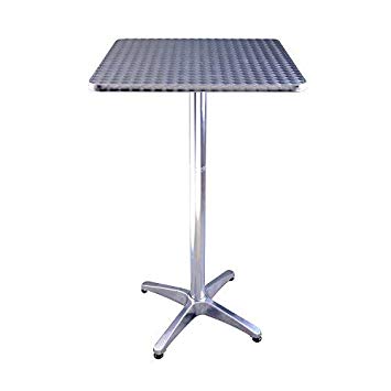 HOMCOM 24" Adjustable Square Stainless Steel Top Aluminum Standing Bistro Bar Table