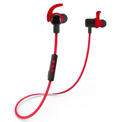 Jarv NMotion EXCEL Sport Wireless Earbuds Sweatproof and Water Resistant - Durable In-Ear Bluetooth Running Headphones with Premium HD Sound - Red