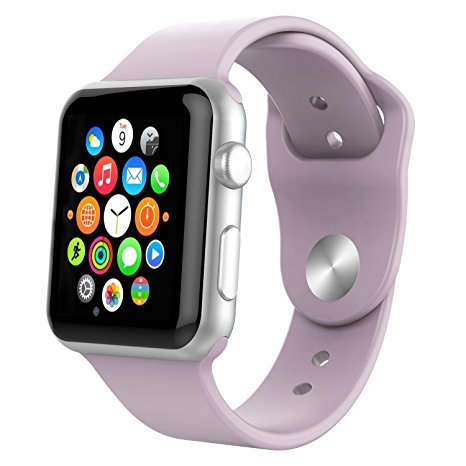 Cooolbuy Smart Soft Silicone Sports Strap Apple Wacth Band for Apple Wrist Watch Replacement Band S/M (38mm/Lavender)