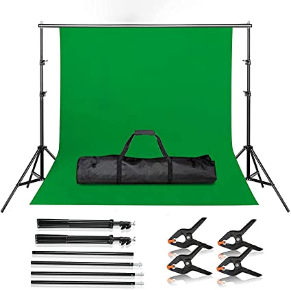 BEIYANG Backdrop Stand Kit,7.5x10FT Photography Support System with Green Backdrop