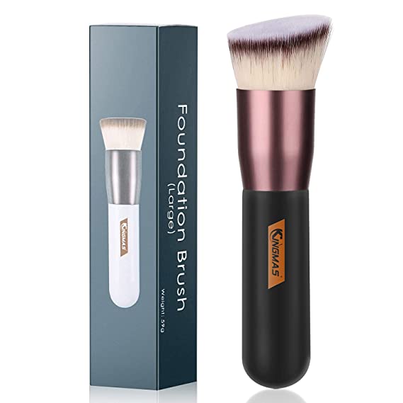 Foundation Brush, Premium Angled Top Kabuki Makeup Brush for Liquid, Blending, Cream, Powder,Blush Buffing Stippling Face Makeup Tools Black