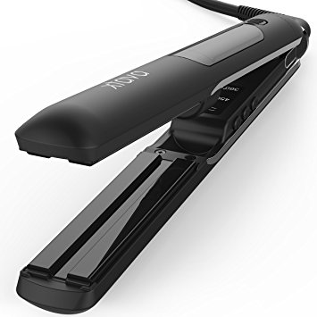 xtava Time to Shine Steam Straightener - Professional Salon Flat Iron with Cold Conditioning Steam and 1 Inch Nanoceramic Tourmaline Plates - Refillable Water Tank, 60 Min Auto Shut Off, Storage Pouch