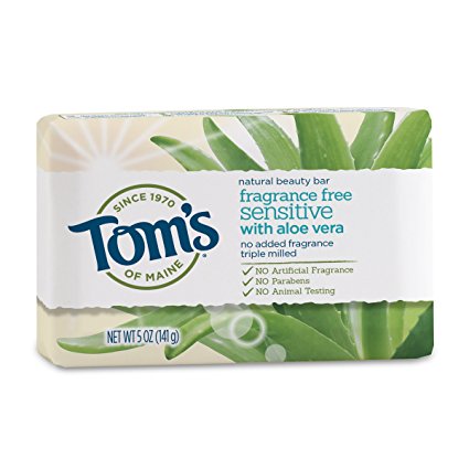 Tom's of Maine Natural Beauty Bar Soap with Aloe Vera, Fragrance Free, 5 oz