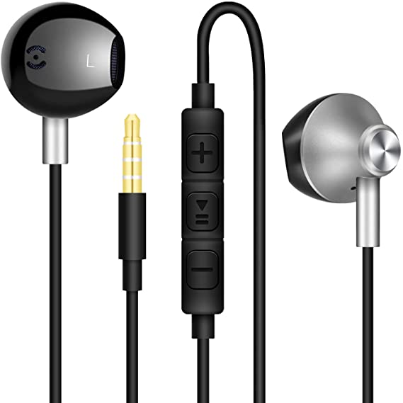 [2Pack] Earphones,in Ear Headphones, Earbuds with Microphone, Volume Control and Powerful Bass Sound Includes 3 Different Sized Pairs of Ergonomic Ear Buds for iPhone iPad Huawei Nokia