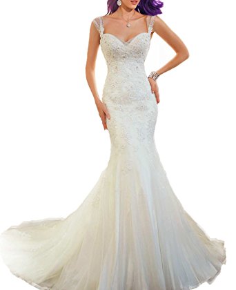 AbaoWedding 2015 Women's Sleeveless Mermaid Wedding Dress Long Ivory