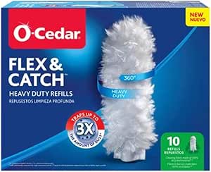 O-Cedar Flex & Catch Heavy Duty Dusting Refills (10 Count) | Disposable Duster Refill with Cleaning Fibers Made of 100% Recycled Materials | Traps 3X More Dust than Traditional Feather Duster