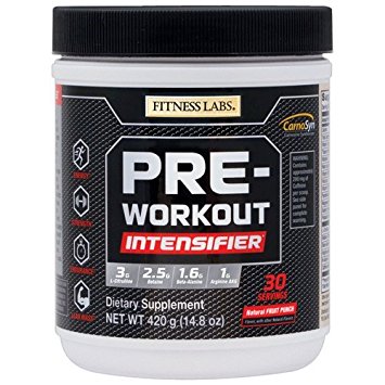 Fitness Labs Pre-Workout Intensifier with 3g L-Citrulline, 2.5g Betaine, 1.6g Beta-Alanine, 1g Arginine AKG, B Vitamins, Electrolytes and more, Natural Fruit Punch, 30 Servings