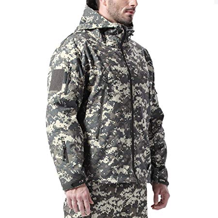 FREE SOLDIER Men's Outdoor Waterproof Soft Shell Hooded Military Tactical Jacket