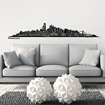 Wandkings® Skyline wall sticker wall decal - 48.8 x 7.9 inch in black - Your city selectable - PHILADELPHIA