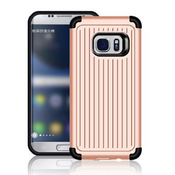 S7 Case, Guoer (Stripe Series) Anti-Shock Bump Proof Drop Protection Protective Armor Case Double-Layer Hybrid Defender Cover for Samsung Galaxy S7 Smart Phone (Rose Gold)