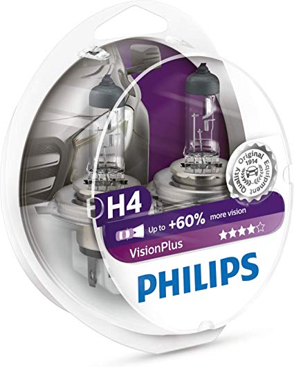 Philips 0730529 12342VPS2 VisionPlus +60% H4 Headlight Lamp Pack of 2