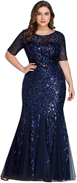 Ever-Pretty Women's Plus Size Embroidery Mermaid Evening Party Maxi Dress 7707PZ