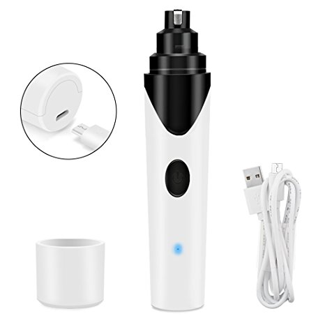 Rosmax Dog Nail Grinder - Electric Nail Trimmer Clipper For Dogs Cats and Small Medium Pets - Rechargeable and Portable - Includes USB Wire