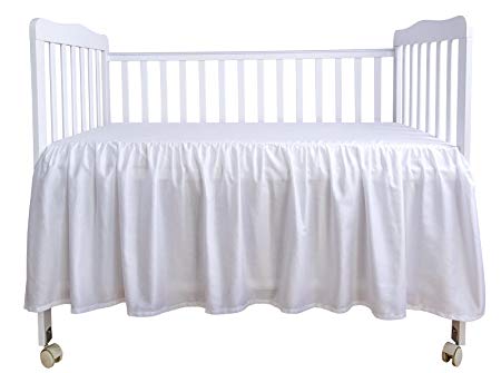 PHF Crib Bed Skirt 100% Cotton Pack of 2 White Dust Ruffle Nursery Crib Bedding for Baby 17" Drop