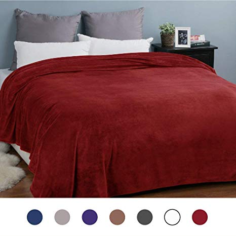 Bedsure Fleece Blankets Bedspread King Size Red - Luxury Extra Large Bed Fleece Blankets Super Soft Fluffy Warm Microfiber Solid Blanket 230x270cm