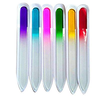 6pcs Crystal Glass Nail File Manicure & Pedicure Set - Best for Fingernail & Toenail Care - Files Nails Gently, Leaves Nails Smooth