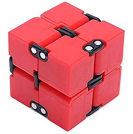 EDC Fidgeter Red Infinity Cube Plastic Fidget Toy. Fidget Cube Stress Toy. Prime Quality Cool Gadgets. Aids Focus, Perfect Quiet Office Desk Toy and Stress Relief Pocket Cube.