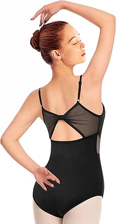 MOLLDAN Women Dance Camisole Leotards,Adjustable Straps,Front Breast Lining,Mesh Hollow Back