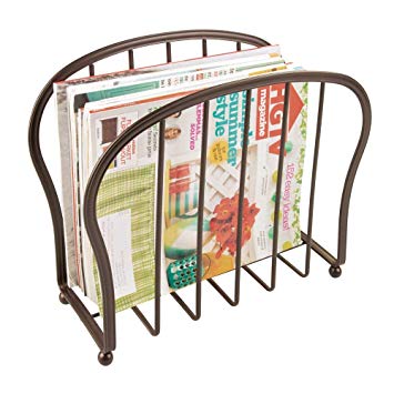 mDesign Decorative Metal Wire Magazine Holder, Organizer - Standing Rack for Magazines, Books, Newspapers, Tablets, Laptops in Bathroom, Family Room, Office, Den - Bronze