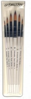 Artmaster Artists Watercolour Pearl Brush Wallet Set | 6 Round Brushes by The Art Shop Skipton